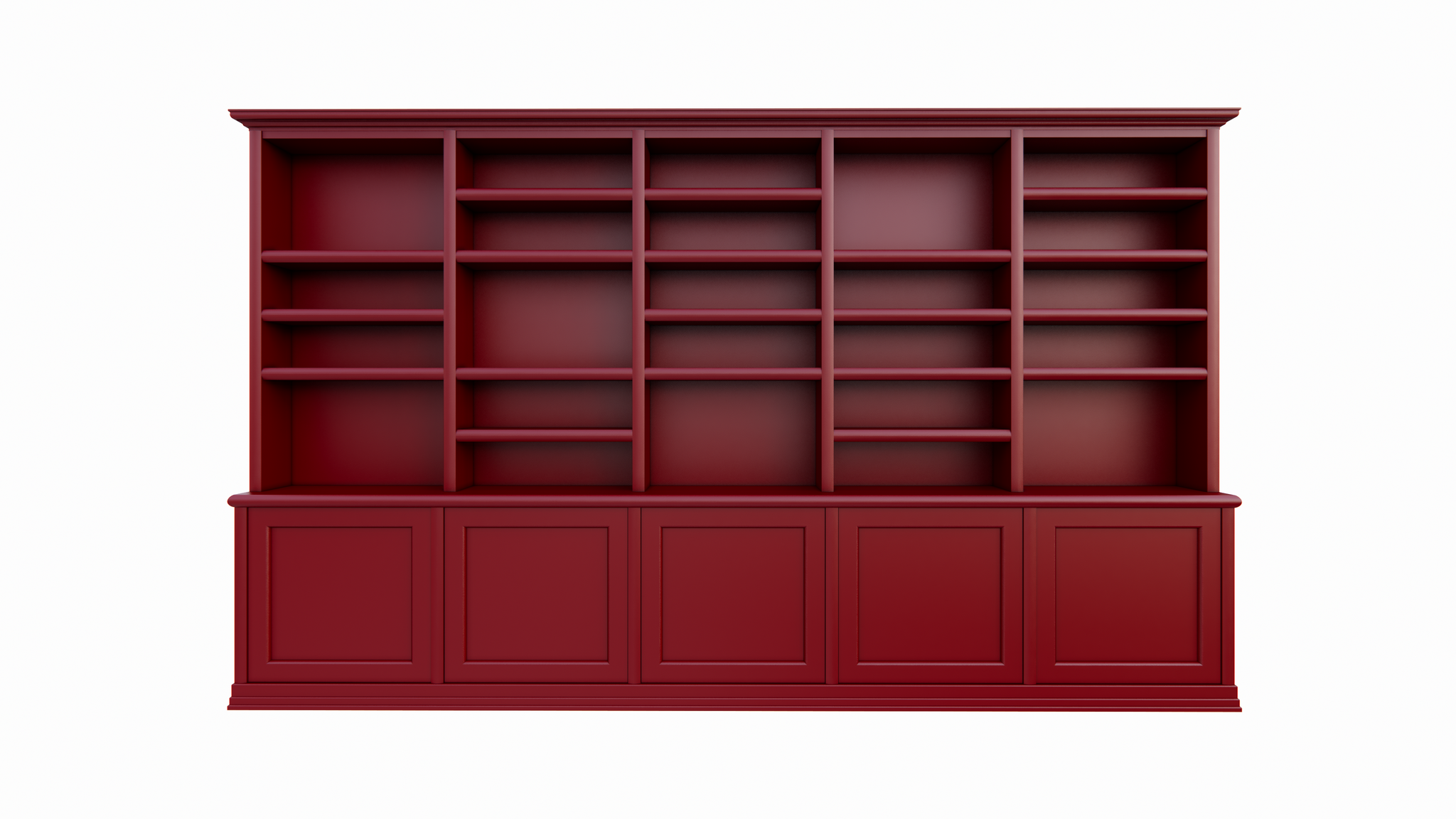 Bücherregal Mayto - 400x40x240H cm - push-to-open Türen - klassisch/gerade