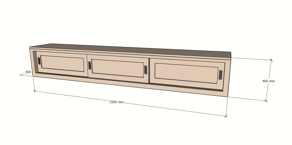 TV-Sideboard Medellin - 300x40x40 - 3 Schiebetüren - schlichtes Design