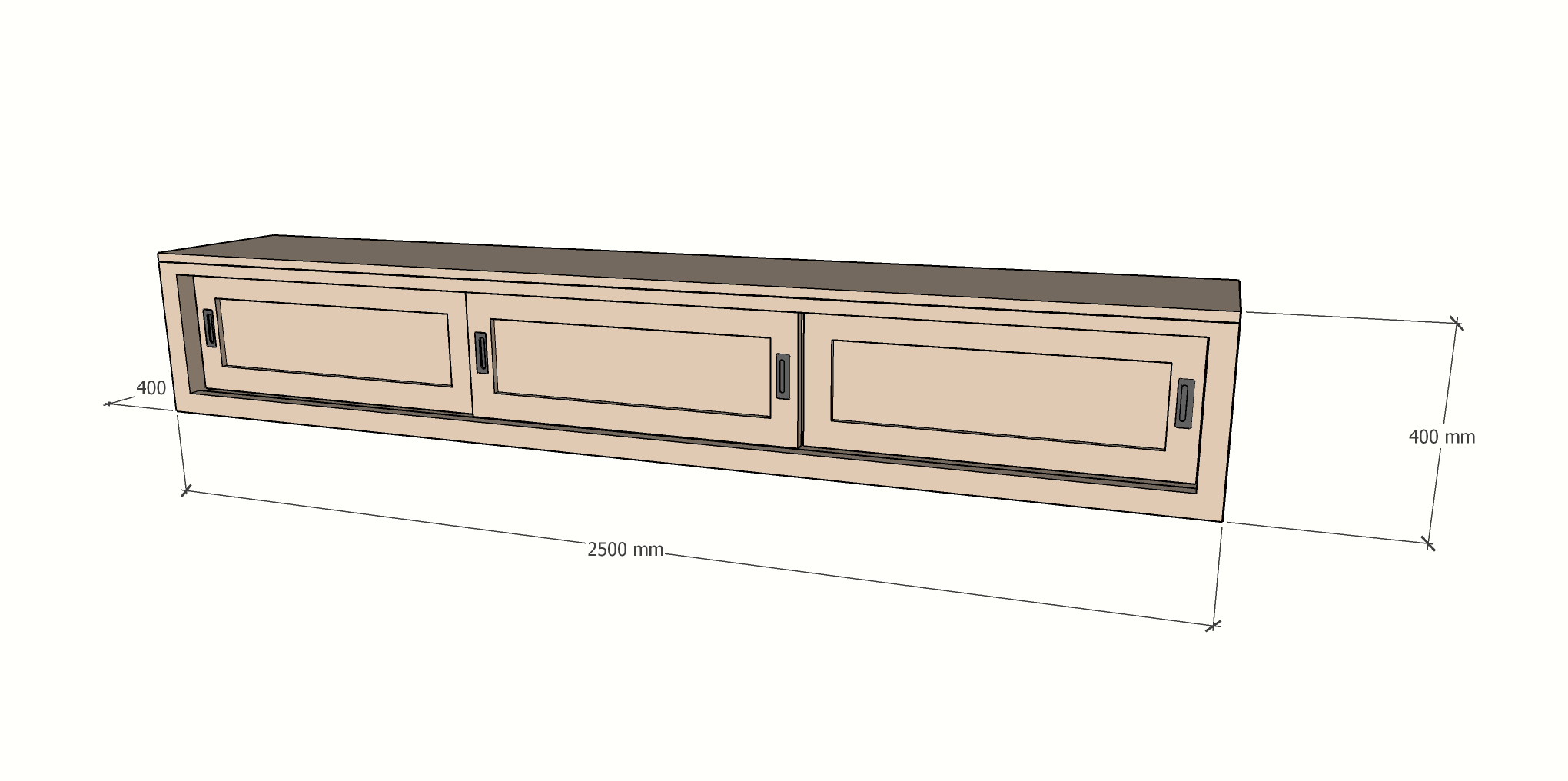 TV-Sideboard Medellin - 300x40x40 - 3 Schiebetüren - schlichtes Design