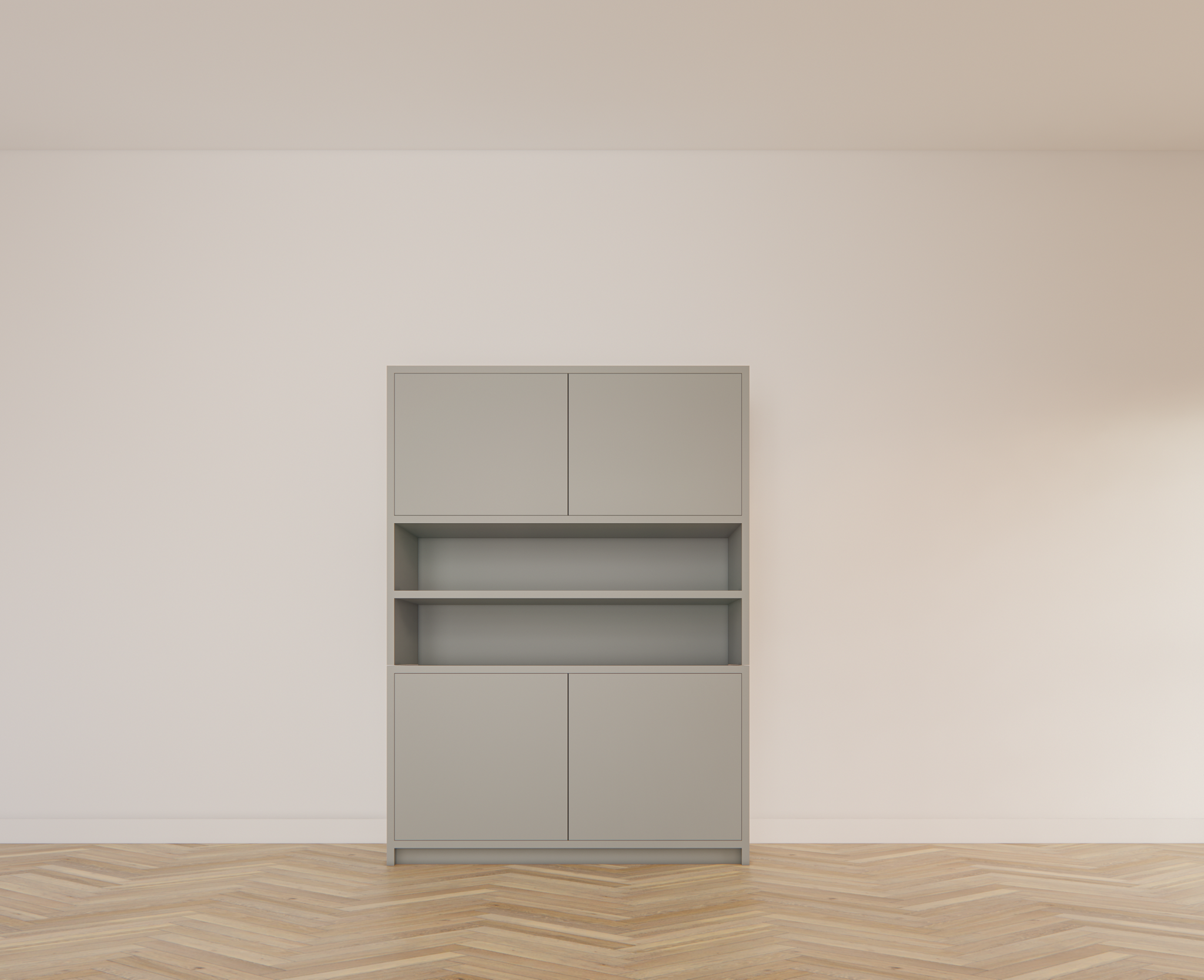 Fächerschrank Mende - 145x55x200H cm - push-to-open Türen - offenes Fach