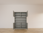 Fächerschrank Mende - 145x55x200H cm - push-to-open Türen - offenes Fach