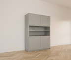 Fächerschrank Mende - 145x55x200H cm - push-to-open Türen - offenes Fach