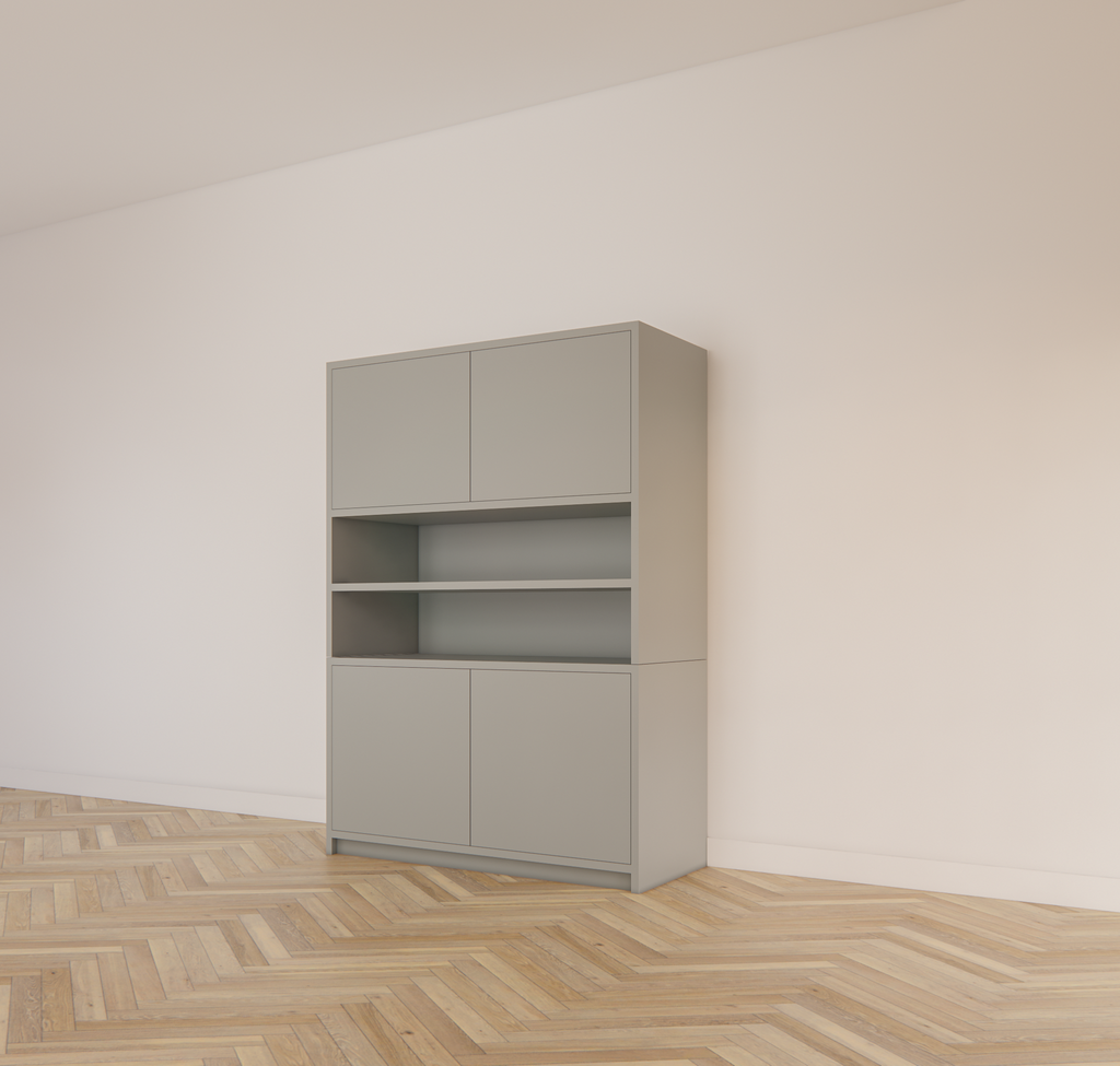 Fächerschrank Mende - 145x55x200H cm - push-to-open Türen - offenes Fach
