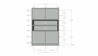 Fächerschrank Mende - 145x55x200H cm - push-to-open Türen - offenes Fach