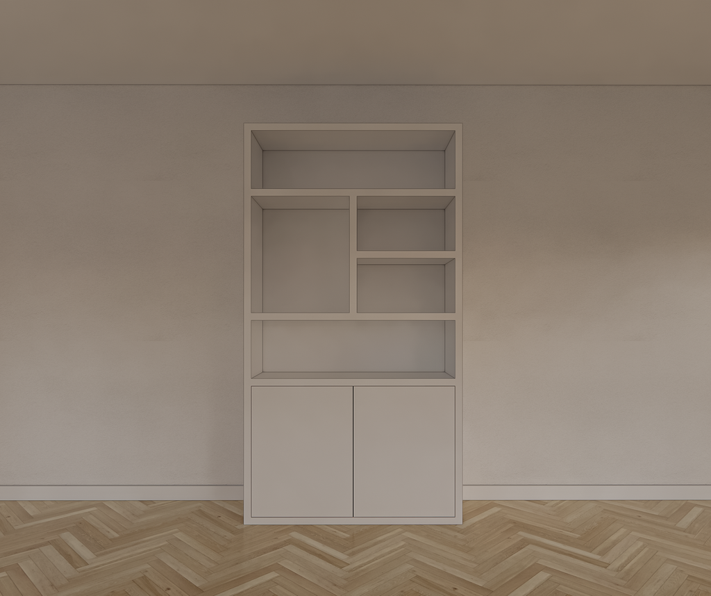 Fächerschrank Mendoza 02 - 120x35x220H cm - 2 push-to-open Türen - 5 offene Fächer