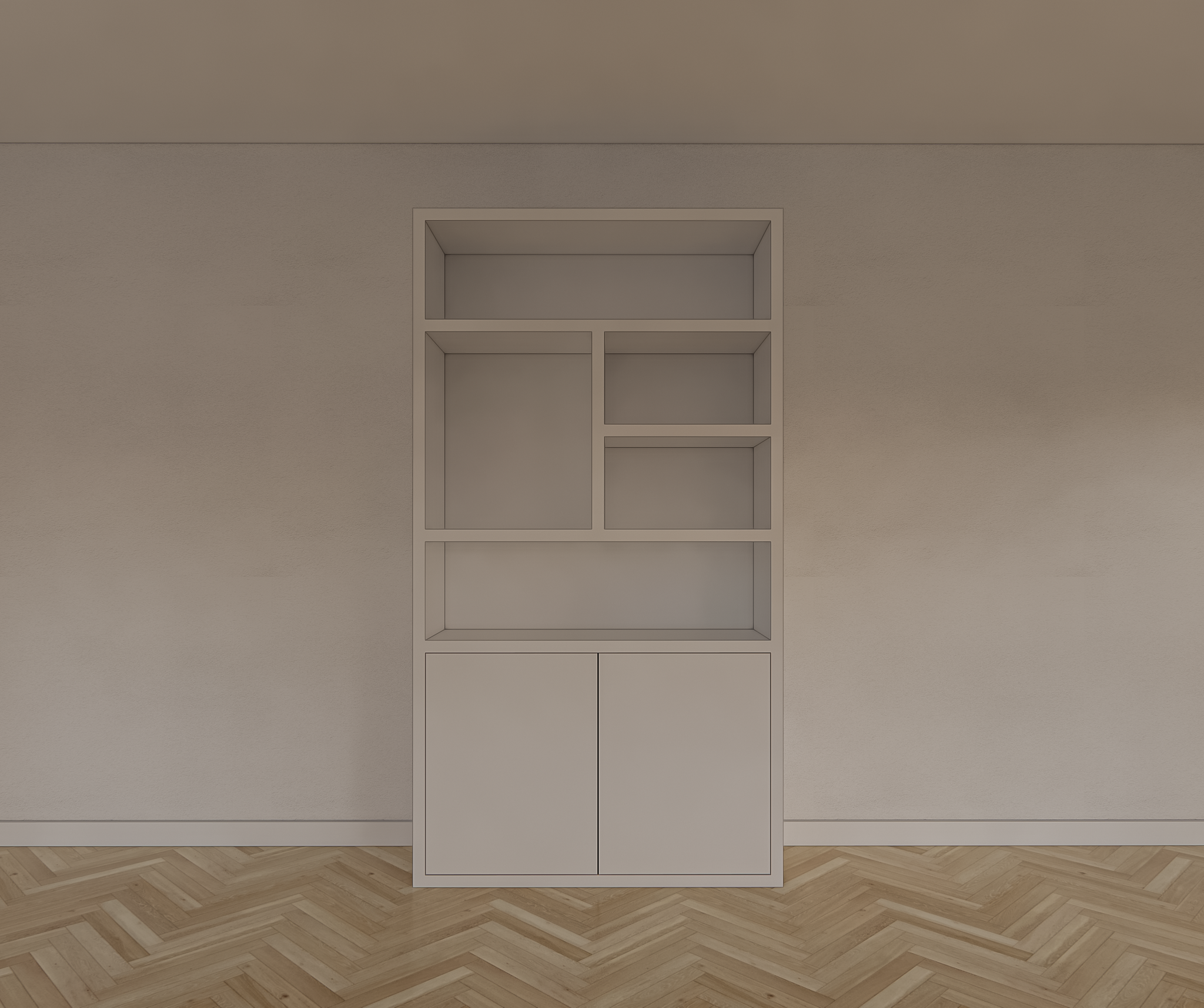 Fächerschrank Mendoza 02 - 120x35x220H cm - 2 push-to-open Türen - 5 offene Fächer