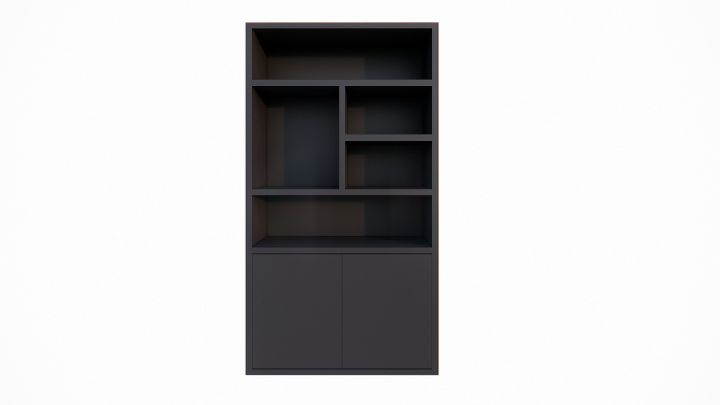 Fächerschrank Mendoza 02 - 120x35x220H cm - 2 push-to-open Türen - 5 offene Fächer