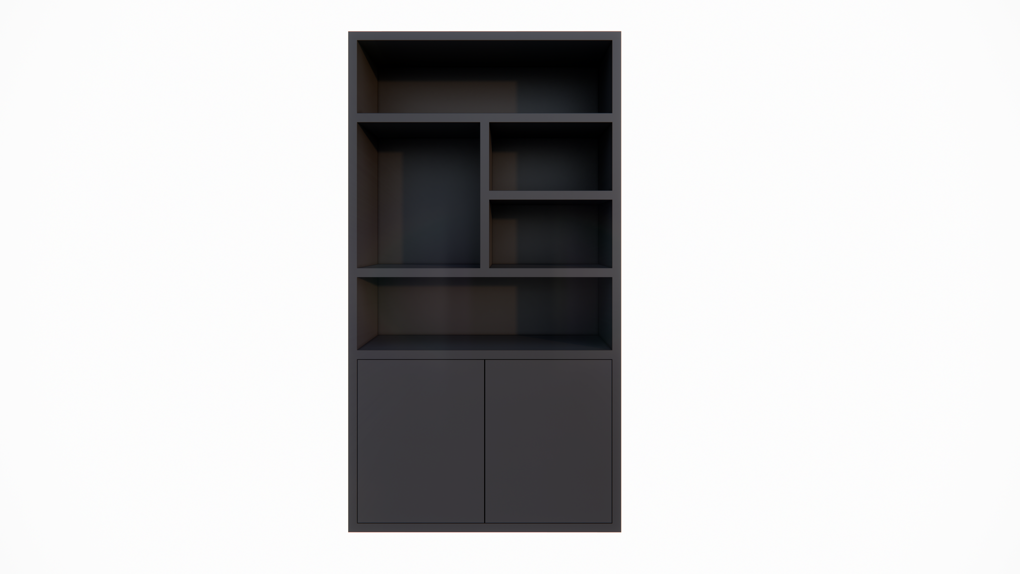Fächerschrank Mendoza 02 - 120x35x220H cm - 2 push-to-open Türen - 5 offene Fächer