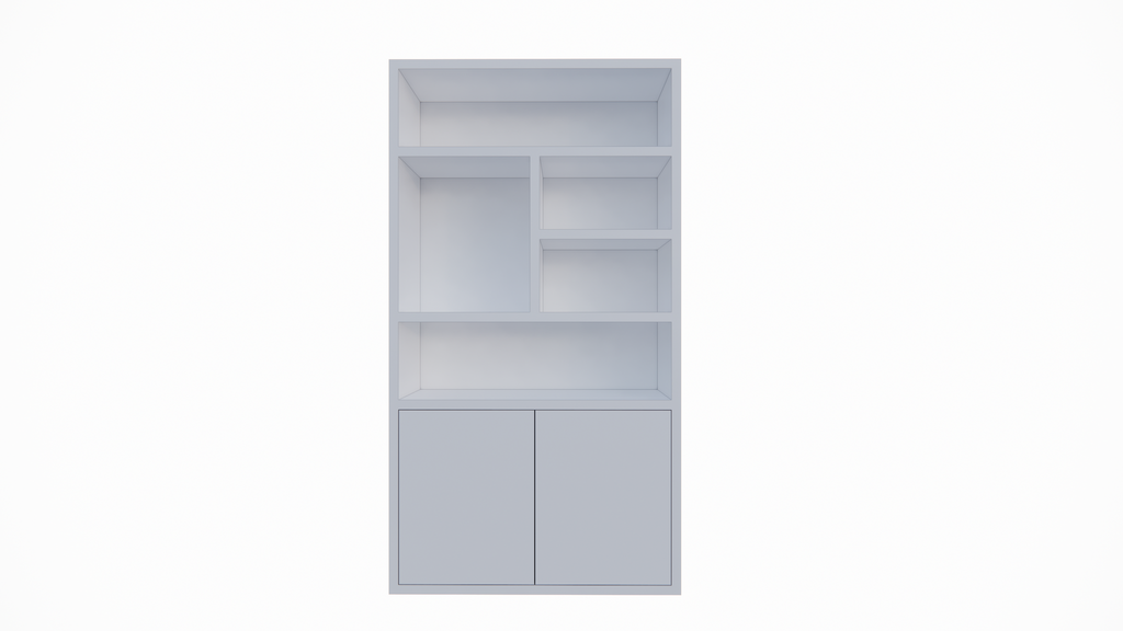 Fächerschrank Mendoza 02 - 120x35x220H cm - 2 push-to-open Türen - 5 offene Fächer