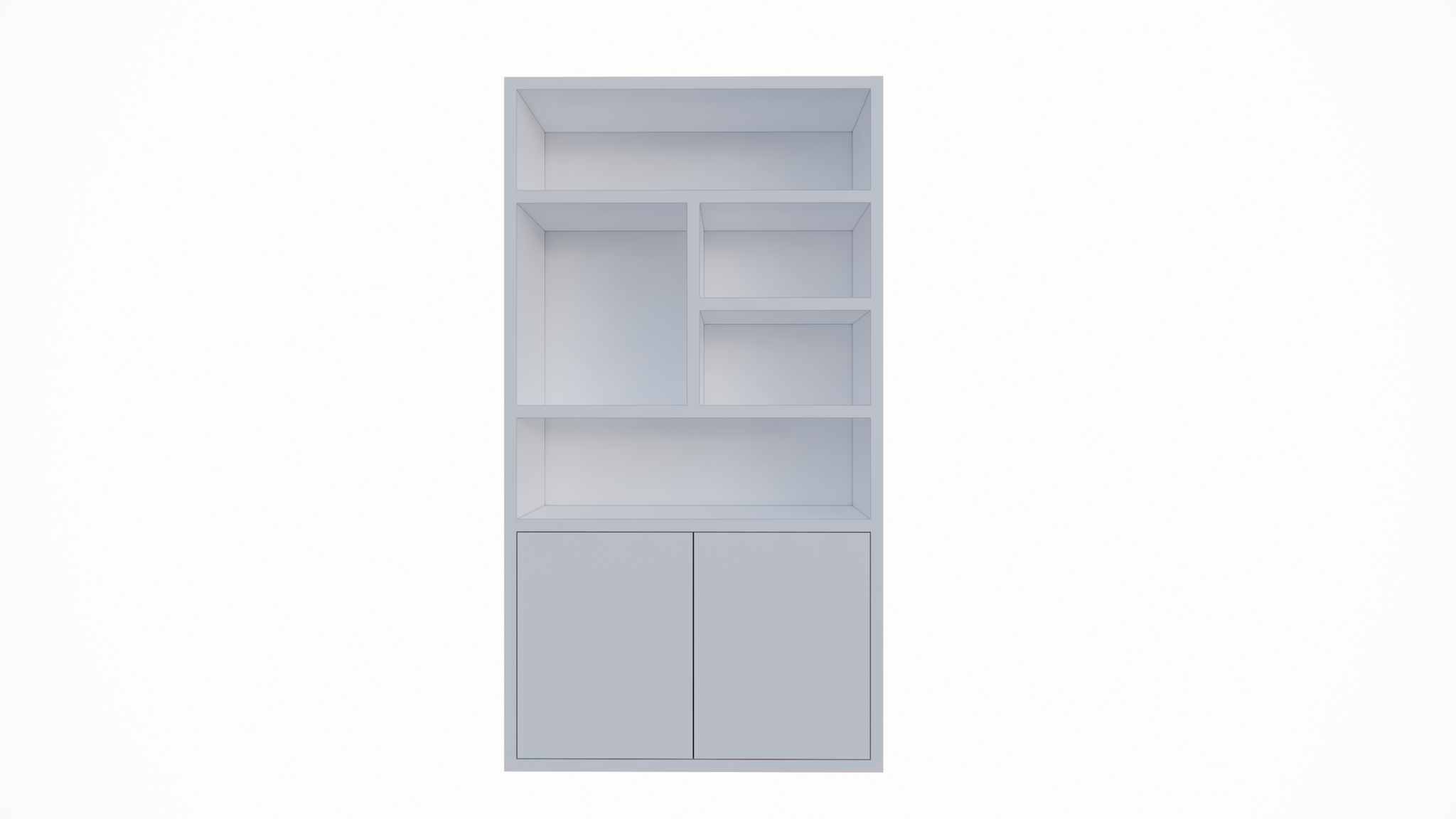 Fächerschrank Mendoza 02 - 120x35x220H cm - 2 push-to-open Türen - 5 offene Fächer