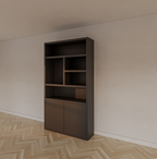 Fächerschrank Mendoza 02 - 120x35x220H cm - 2 push-to-open Türen - 5 offene Fächer