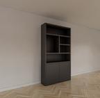 Fächerschrank Mendoza 02 - 120x35x220H cm - 2 push-to-open Türen - 5 offene Fächer