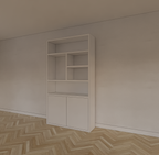 Fächerschrank Mendoza 02 - 120x35x220H cm - 2 push-to-open Türen - 5 offene Fächer