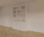 Bücherregal Mendoza 03 - 150x35x220H cm - 3 Türen zum Aufschieben - 8 offene Fächer