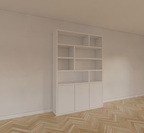 Bücherregal Mendoza 03 - 150x35x220H cm - 3 Türen zum Aufschieben - 8 offene Fächer