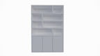 Bücherregal Mendoza 03 - 150x35x220H cm - 3 Türen zum Aufschieben - 8 offene Fächer