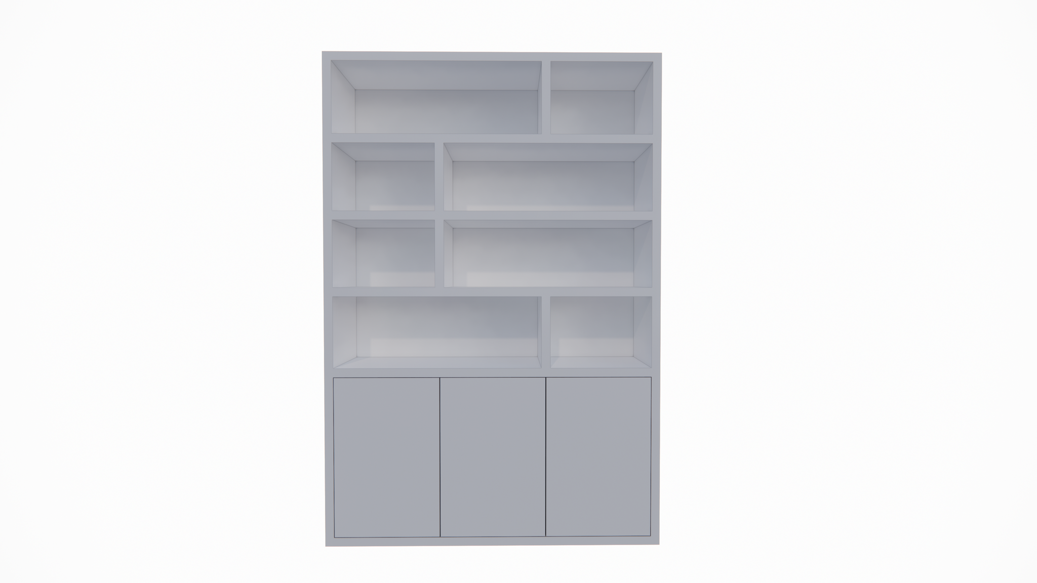 Bücherregal Mendoza 03 - 150x35x220H cm - 3 Türen zum Aufschieben - 8 offene Fächer