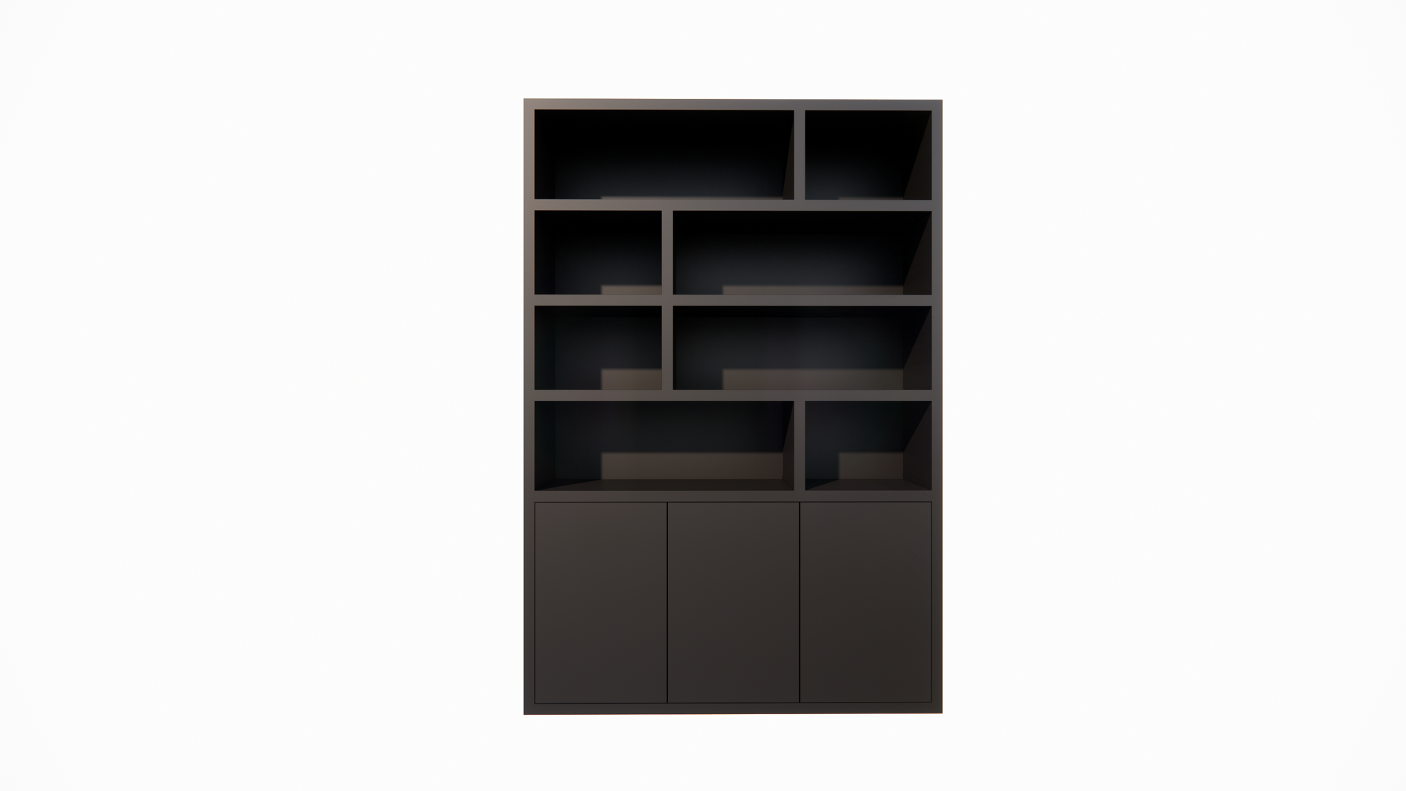 Bücherregal Mendoza 03 - 150x35x220H cm - 3 Türen zum Aufschieben - 8 offene Fächer