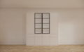 Milazzo Vitrine - 240x40x250H cm - push to open Türen - Glastüren aus Stahl - glatte Oberfläche