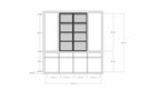 Milazzo Vitrine - 240x40x250H cm - push to open Türen - Glastüren aus Stahl - glatte Oberfläche