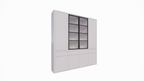 Milazzo Vitrine - 240x40x250H cm - push to open Türen - Glastüren aus Stahl - glatte Oberfläche