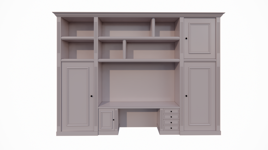 Schreibtischschrank Mondovi - 400x40x300H cm - 4 Soft-Close-Schubladen - 4 Flügeltüren - 6 offene Fächer - PREIS AUF ANFRAGE