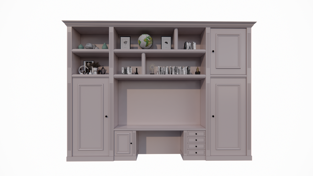 Schreibtischschrank Mondovi - 400x40x300H cm - 4 Soft-Close-Schubladen - 4 Flügeltüren - 6 offene Fächer - PREIS AUF ANFRAGE