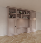 Schreibtischschrank Mondovi - 400x40x300H cm - 4 Soft-Close-Schubladen - 4 Flügeltüren - 6 offene Fächer - PREIS AUF ANFRAGE
