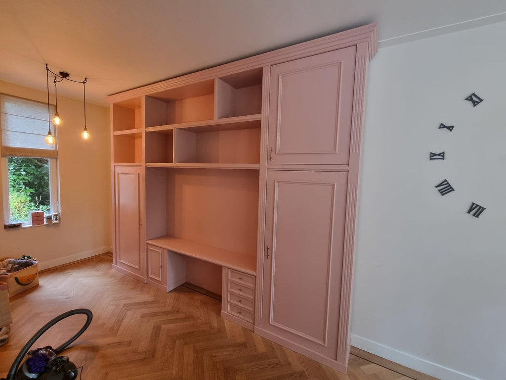 Schreibtischschrank Mondovi - 400x40x300H cm - 4 Soft-Close-Schubladen - 4 Flügeltüren - 6 offene Fächer - PREIS AUF ANFRAGE