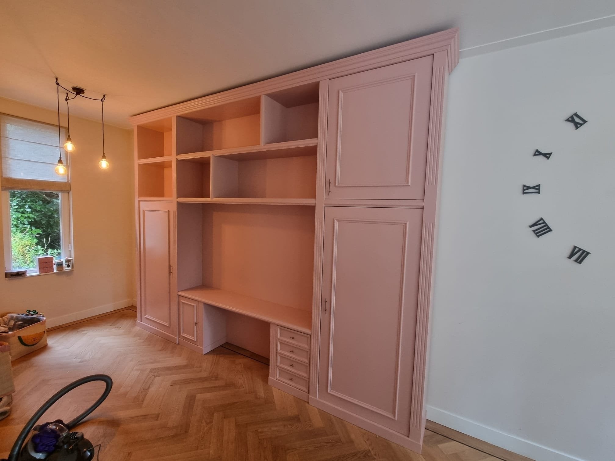 Schreibtischschrank Mondovi - 400x40x300H cm - 4 Soft-Close-Schubladen - 4 Flügeltüren - 6 offene Fächer - PREIS AUF ANFRAGE