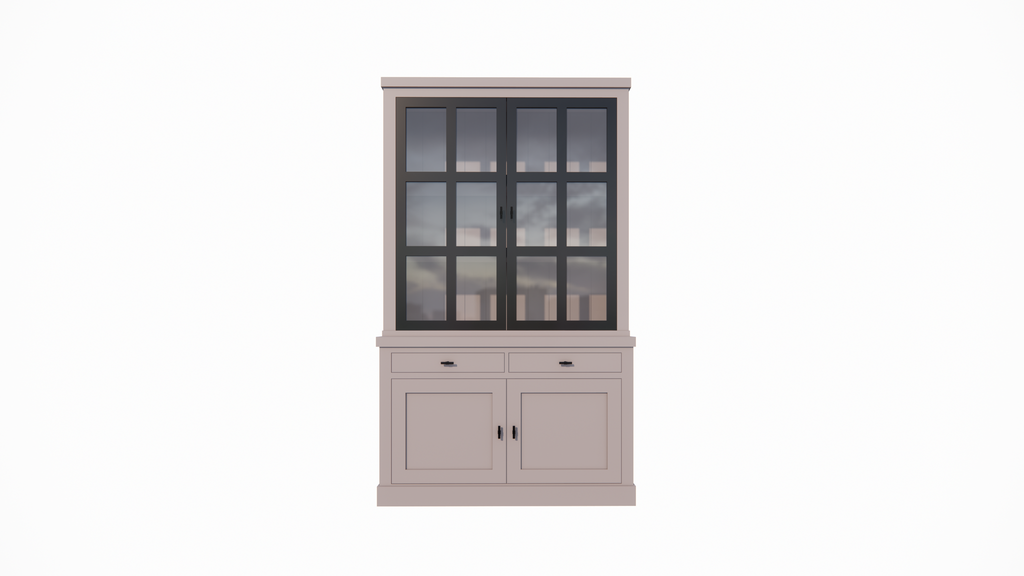 Buffetschrank Montana 01 - 130x46x220H cm - 2 Stahltüren - schlankes Design - schwarze Griffe - 2 Schubladen mit Soft Close