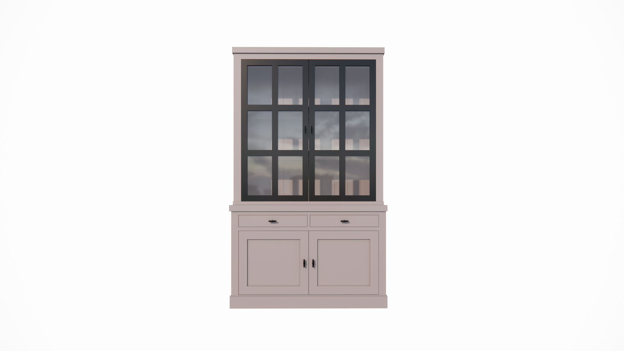 Buffetschrank Montana 01 - 130x46x220H cm - 2 Stahltüren - schlankes Design - schwarze Griffe - 2 Schubladen mit Soft Close
