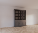 Buffetschrank Montana 02 - 170x46x220H cm - 3 Stahltüren - schlankes Design - schwarze Griffe - 3 Soft-Close-Schubladen