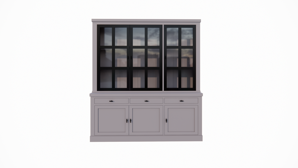 Buffetschrank Montana 03 - 200x46x220H cm - 3 Stahltüren - schlankes Design - schwarze Griffe - 3 Soft-Close-Schubladen