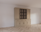 Buffetschrank Montana 05 - 220x46x220H cm - geschlossene Türen - 2 Stahltüren - schlichtes Design - schwarze Griffe - 4 Soft-Close-Schubladen