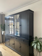 Buffetschrank Montana 05 - 220x46x220H cm - geschlossene Türen - 2 Stahltüren - schlichtes Design - schwarze Griffe - 4 Soft-Close-Schubladen
