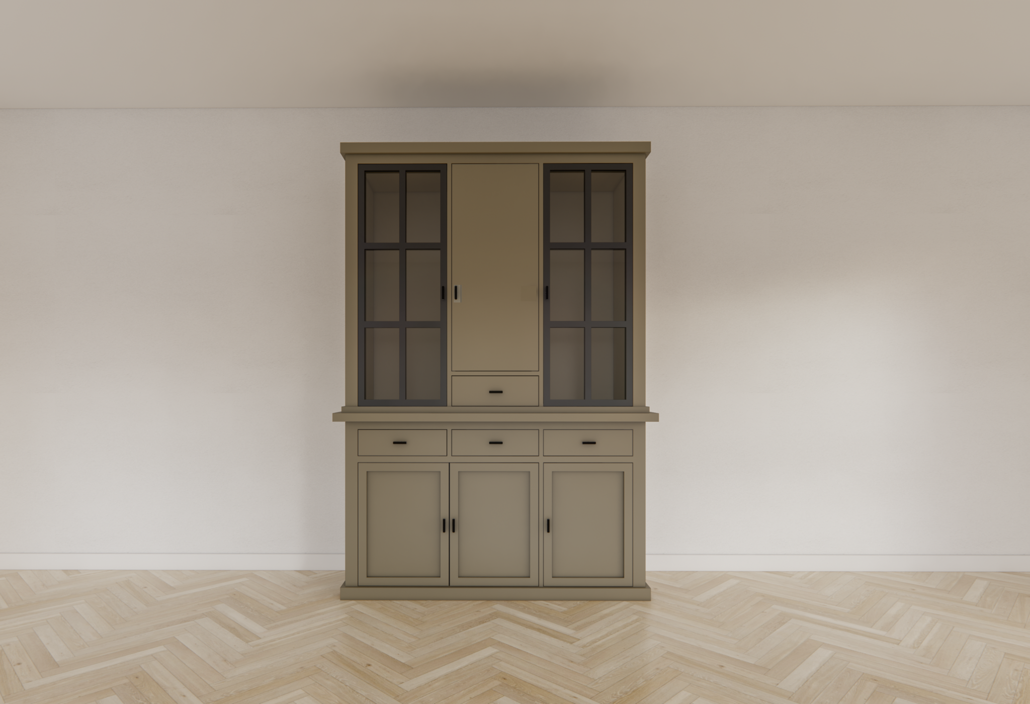 Buffetschrank Montana 07 - 145x46x220H cm - geschlossene Tür und Stahltüren