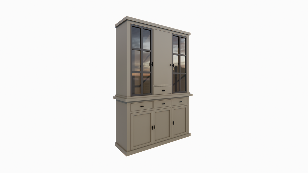 Buffetschrank Montana 07 - 145x46x220H cm - geschlossene Tür und Stahltüren