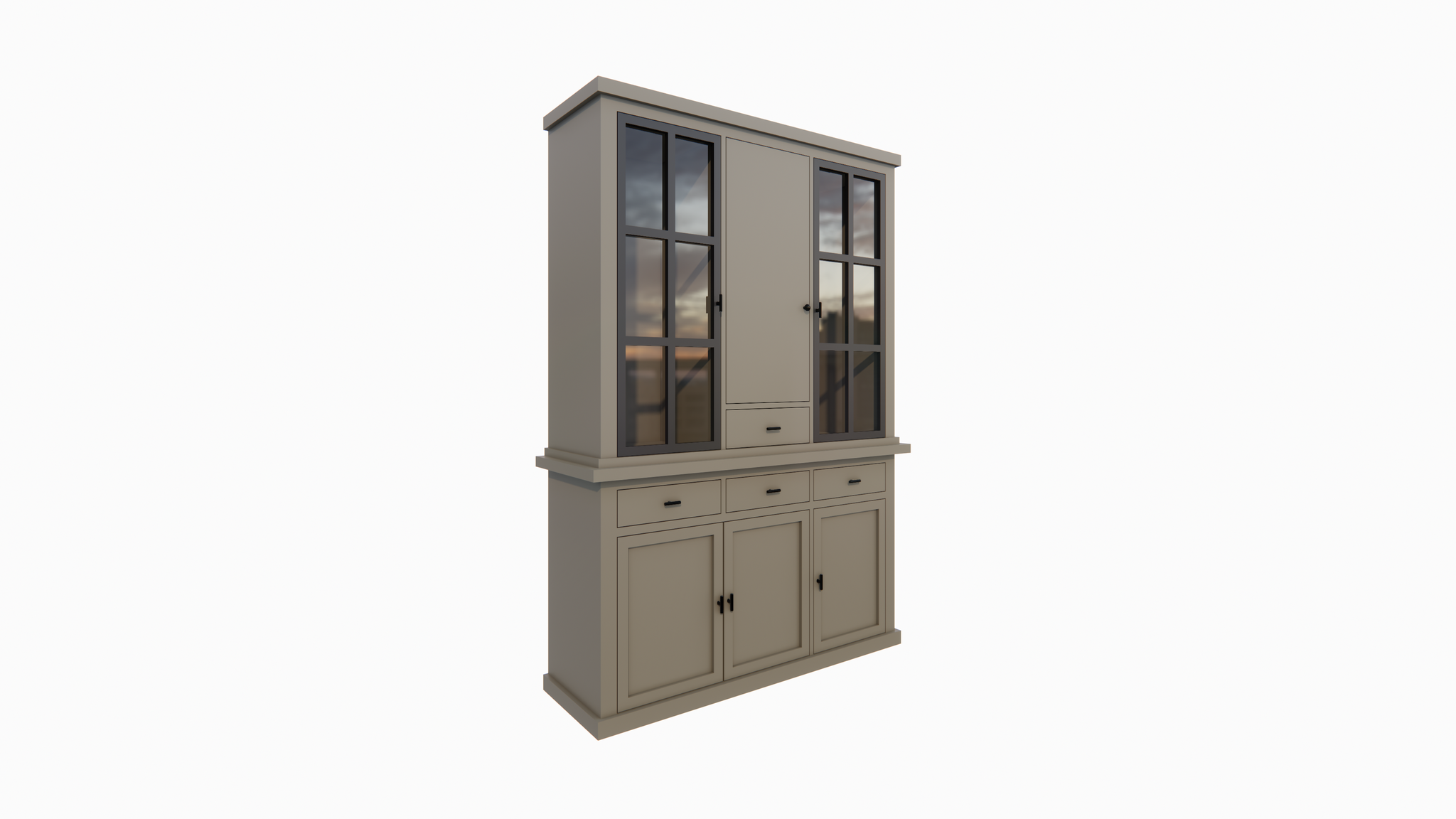 Buffetschrank Montana 07 - 145x46x220H cm - geschlossene Tür und Stahltüren