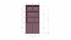 Bücherregal Morella - 100x40x210H cm - push-to-open Türen - offene Regale
