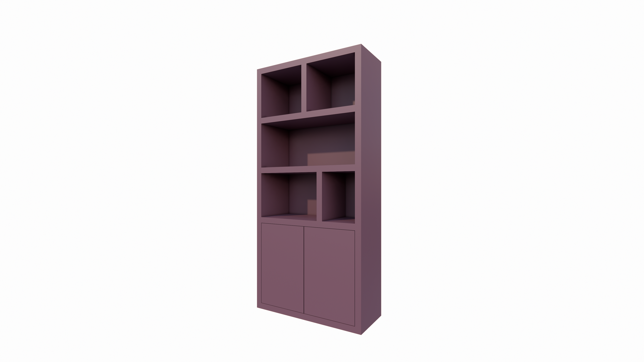Bücherregal Morella - 100x40x210H cm - push-to-open Türen - offene Regale