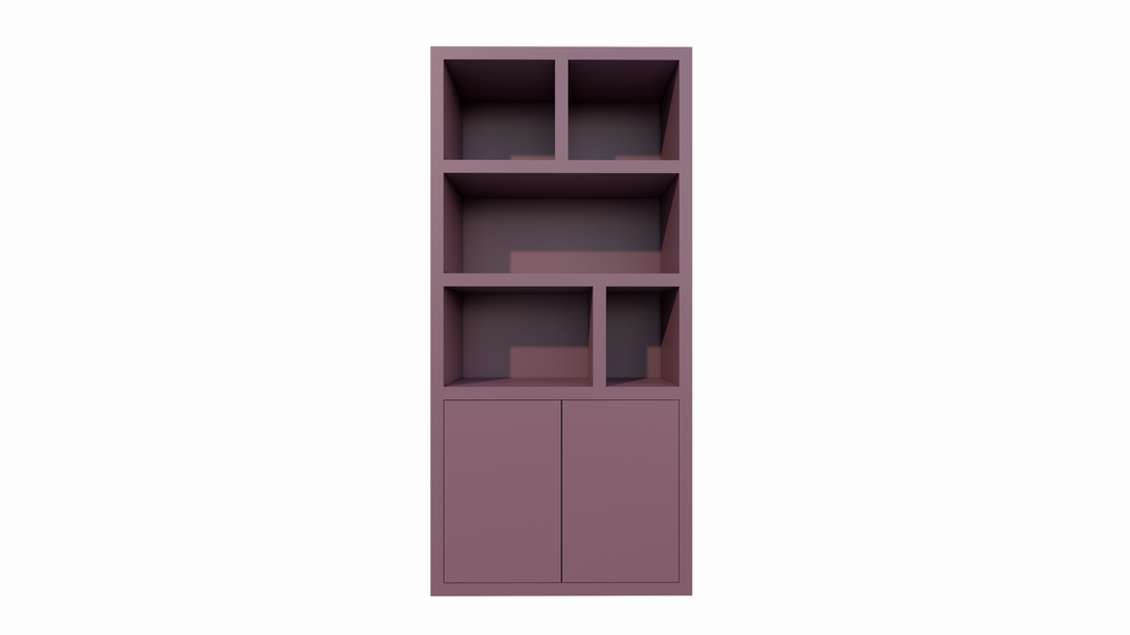 Bücherregal Morella - 100x40x210H cm - push-to-open Türen - offene Regale