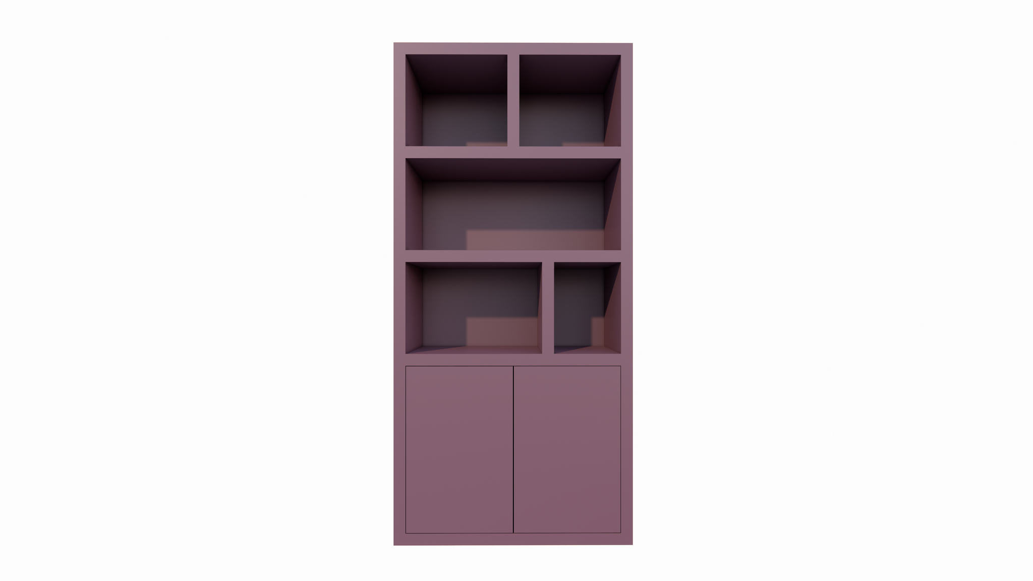 Bücherregal Morella - 100x40x210H cm - push-to-open Türen - offene Regale