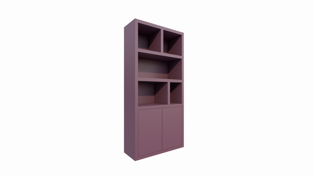 Bücherregal Morella - 100x40x210H cm - push-to-open Türen - offene Regale