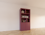 Bücherregal Morella - 100x40x210H cm - push-to-open Türen - offene Regale