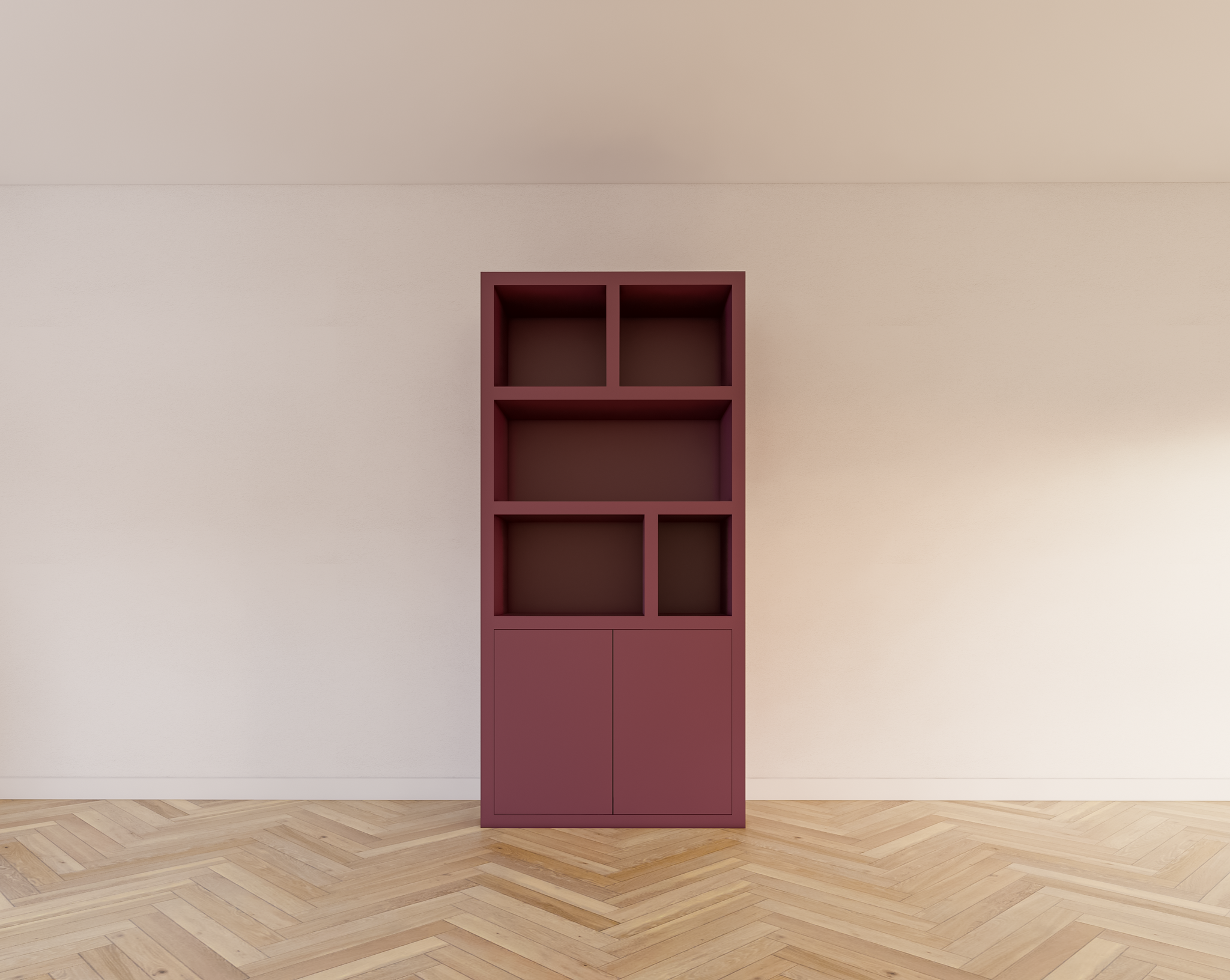 Bücherregal Morella - 100x40x210H cm - push-to-open Türen - offene Regale