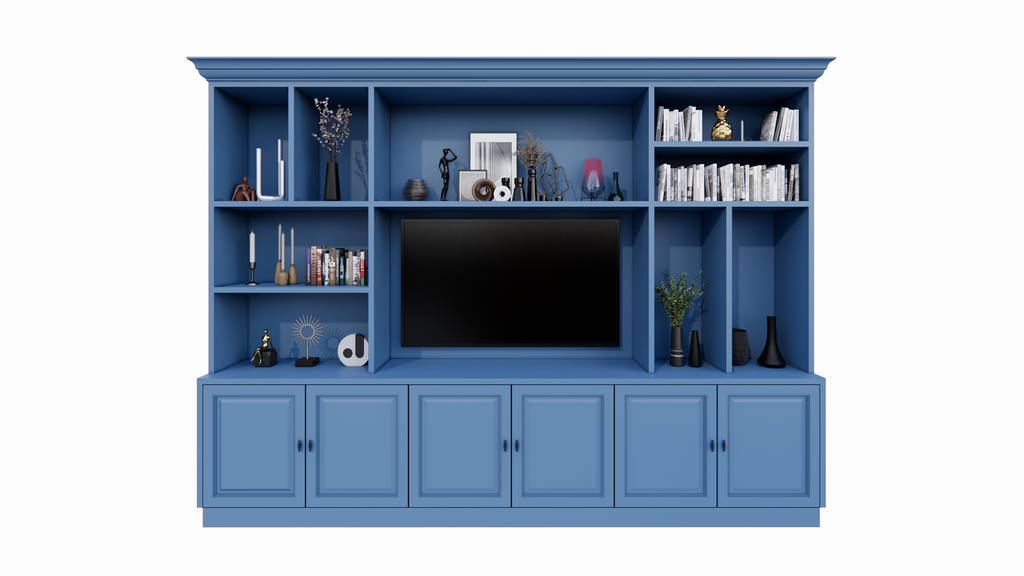 TV-Schrank Nara 02 - 320x35/45x240H cm - Flügeltüren - offene Fächer