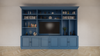 Fernsehschrank Nara - 320x45/35x240H cm - 11 offene Fächer - 6 Türen