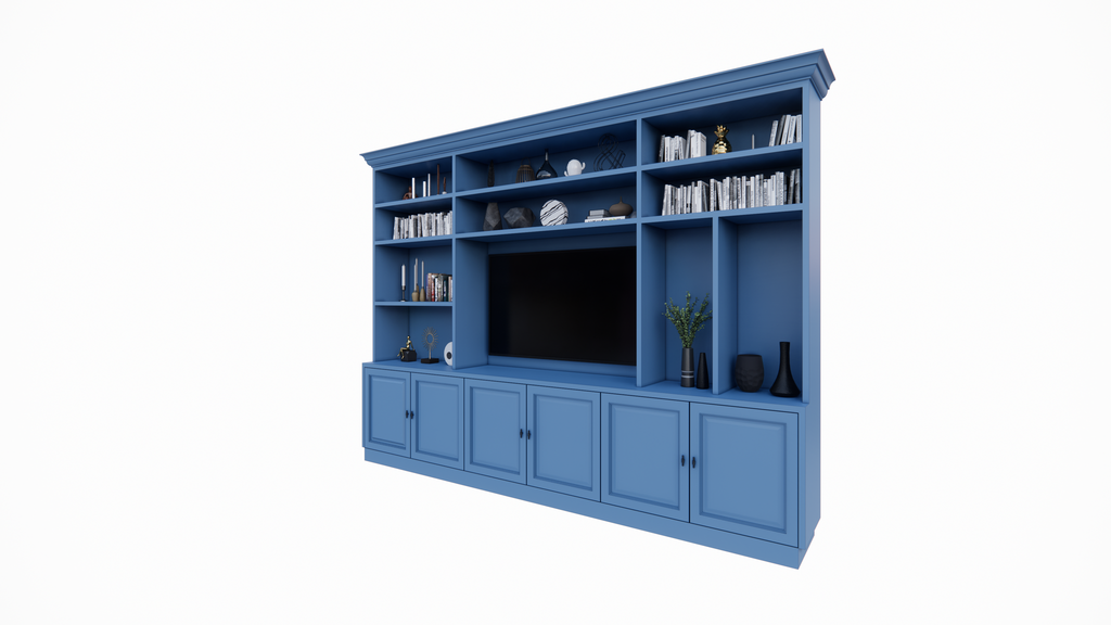 Fernsehschrank Nara - 320x45/35x240H cm - 11 offene Fächer - 6 Türen