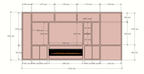 TV-/Bürofachschrank Narni mit Kamin 535x45x255H cm - 5cm Fachbodenstärke - PREIS AUF ANFRAGE